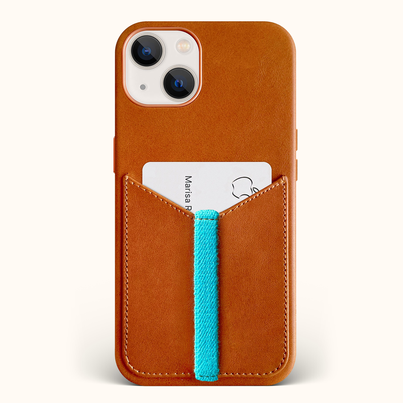 Leather iPhone Wallet Case Saddle Tan