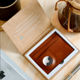 Minimalist Italian Leather AirTag Wallet in Gift Box - Tuscan Tan | Bluebonnet