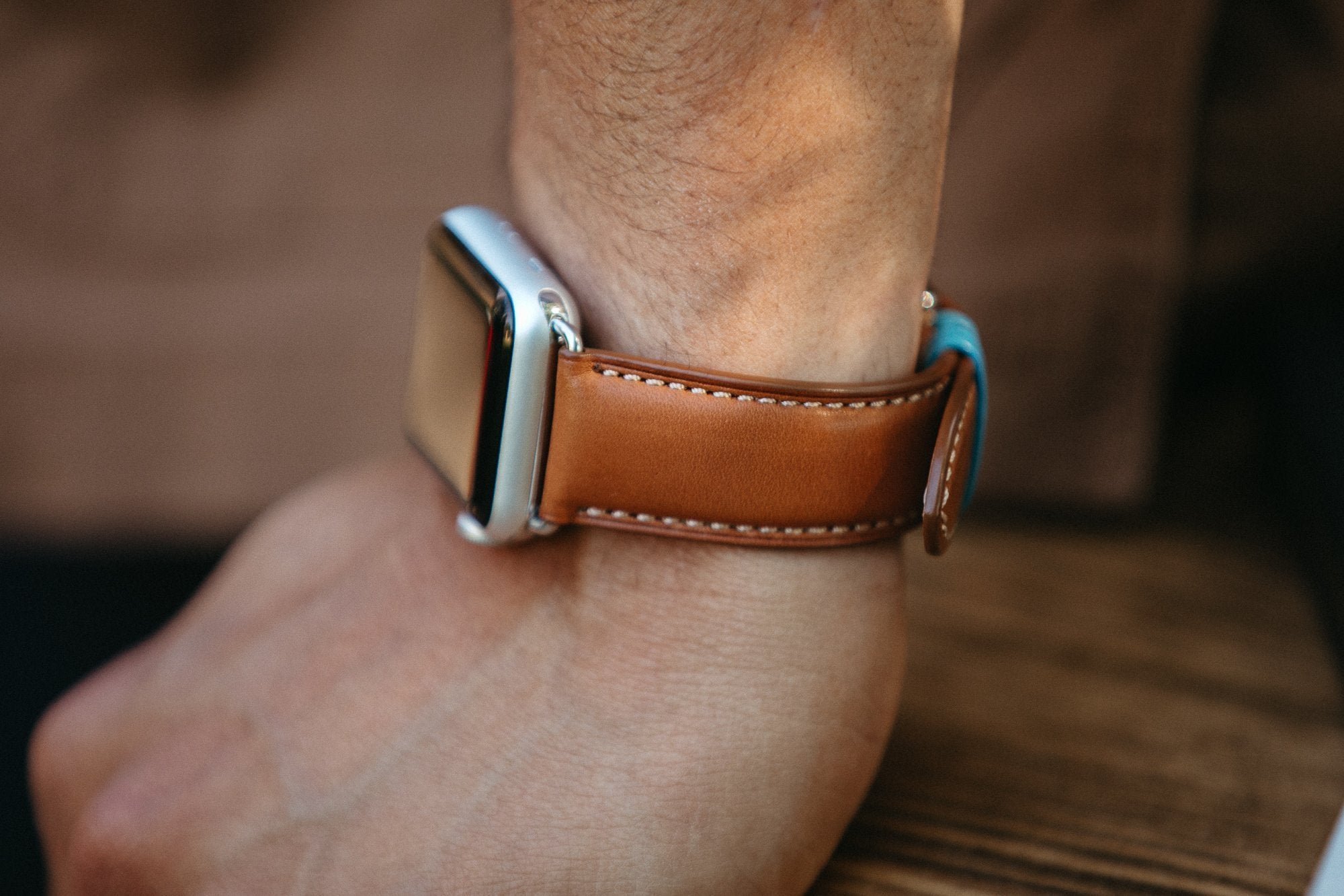 The Executive Premium French Leather Apple Watch Band - Tan | Bluebonnet Case