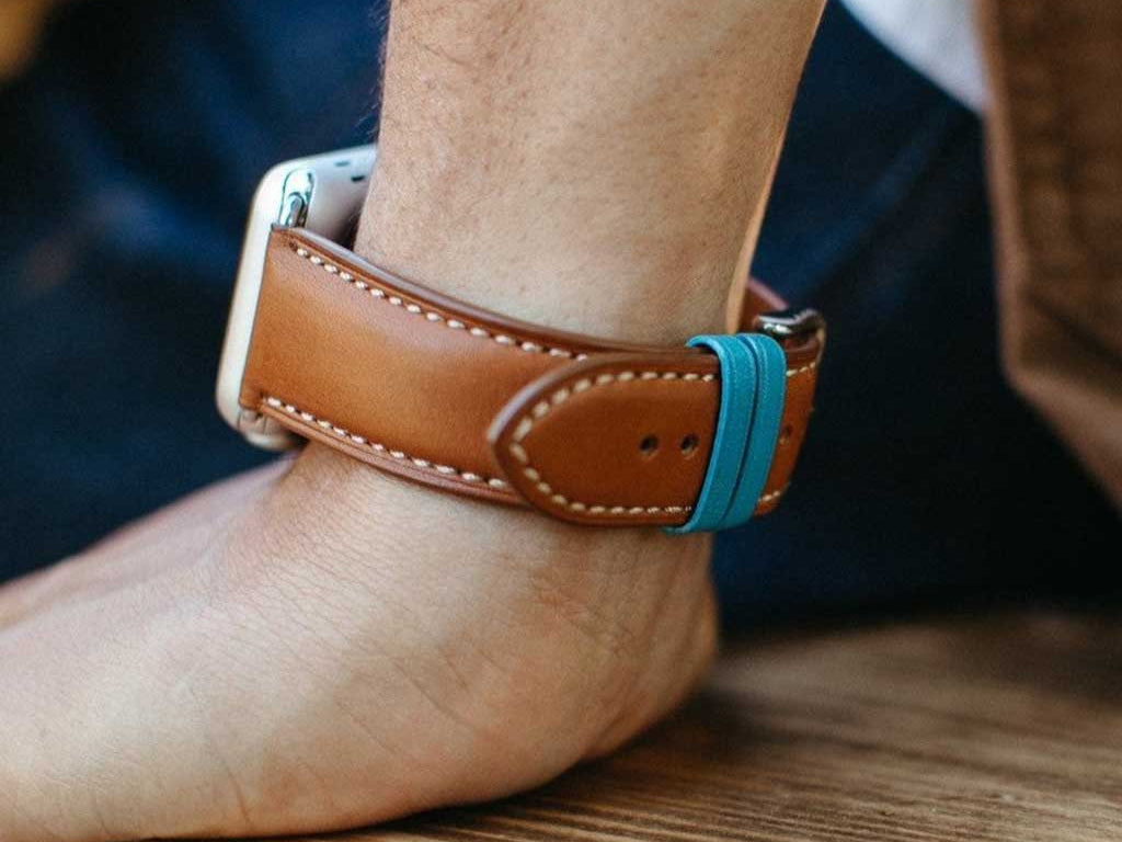 The Executive Premium French Leather Apple Watch Band - Tan | Bluebonnet Case