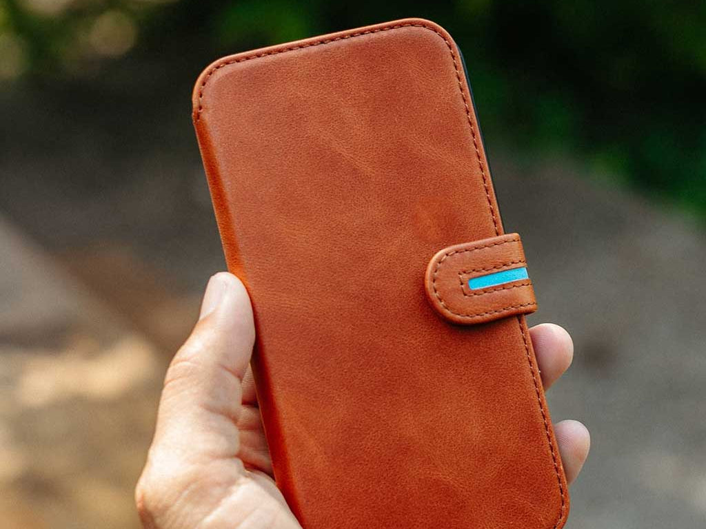 Executive Leather iPhone Wallet Case Folio (Wireless Charging) - Tan | Bluebonnet Case