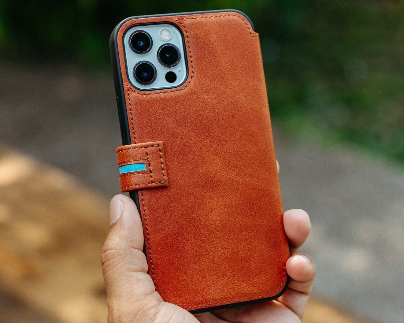 Executive Leather iPhone Wallet Case Folio (Wireless Charging) - Tan | Bluebonnet Case
