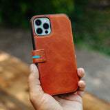 Executive Leather iPhone Wallet Case Folio (Wireless Charging) - Tan | Bluebonnet Case
