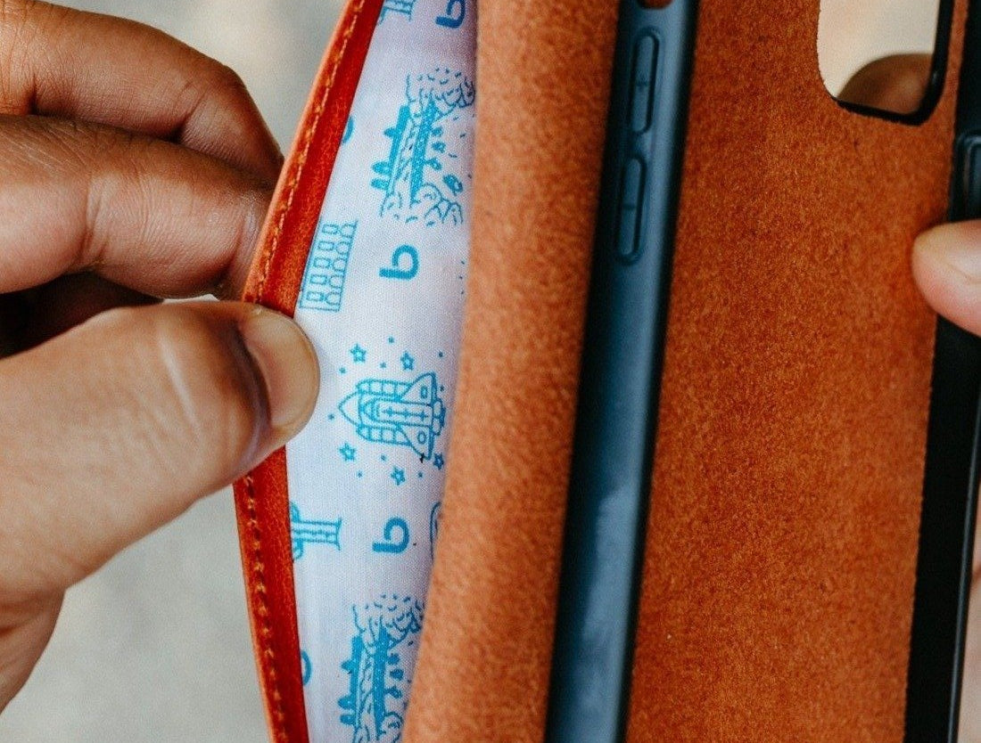 Money Sleeve - Executive Leather iPhone Wallet Case Folio (Wireless Charging) - Tan | Bluebonnet Case