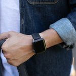 The Executive French Premium Leather Apple Watch Band - Black | Bluebonnet Case