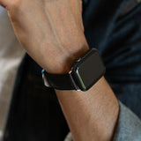 The Executive French Premium Leather Apple Watch Band - Black | Bluebonnet Case
