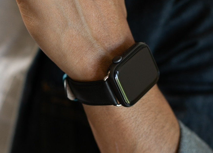 The Executive French Premium Leather Apple Watch Band - Black | Bluebonnet Case