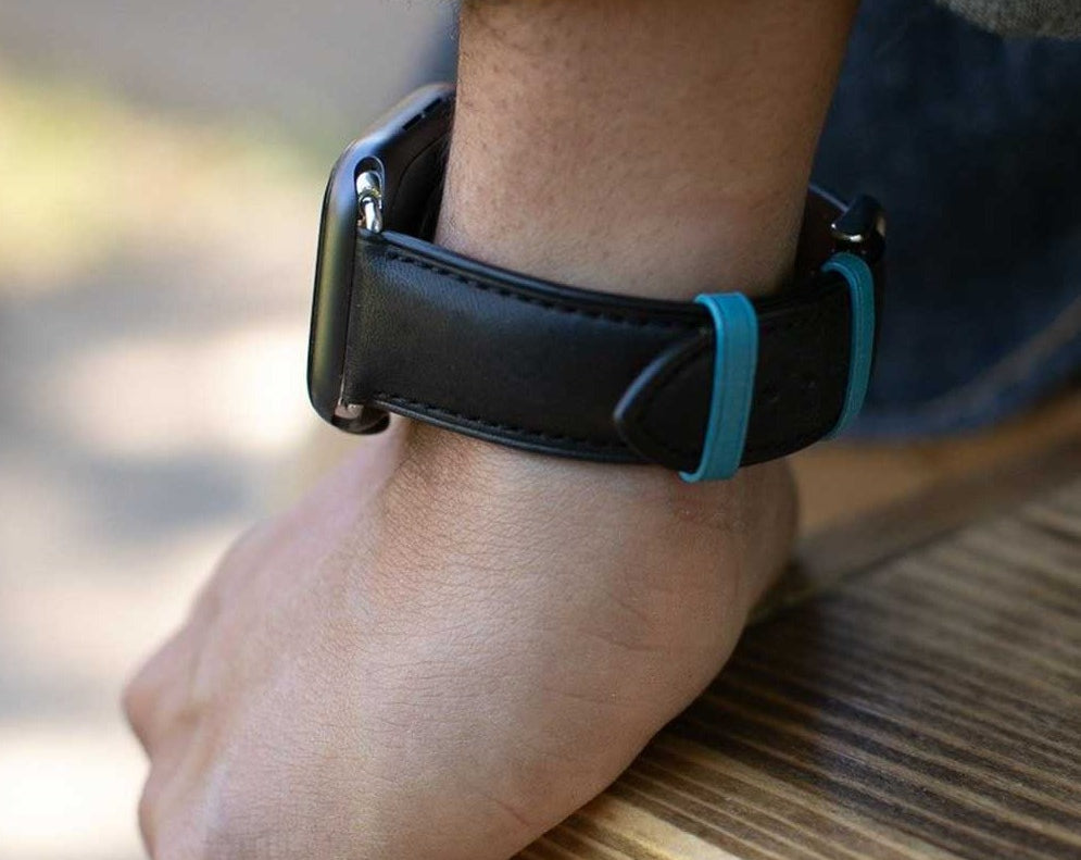 The Executive French Premium Leather Apple Watch Band - Black | Bluebonnet Case