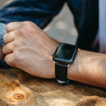 The Executive French Premium Leather Apple Watch Band - Black | Bluebonnet Case