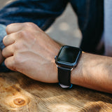 The Executive French Premium Leather Apple Watch Band - Black | Bluebonnet Case