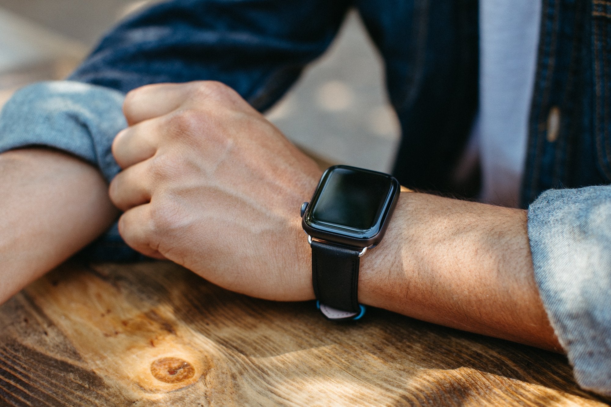 The Executive French Premium Leather Apple Watch Band - Black | Bluebonnet Case
