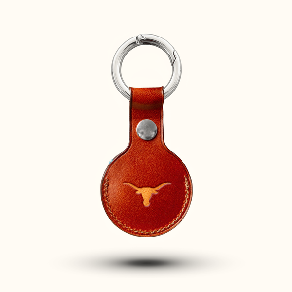 The GameDay Italian Leather AirTag Keychain - Burnt Orange