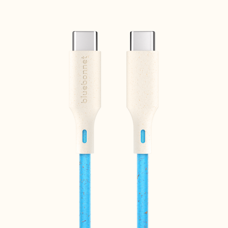 Sustainable Wheatgrass Flex Cable - USB-C to USB-C Cable Phone Charger 4 ft | Bluebonnet