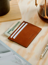 Minimalist Italian Leather Card Wallet - Tuscan Tan | Bluebonnet