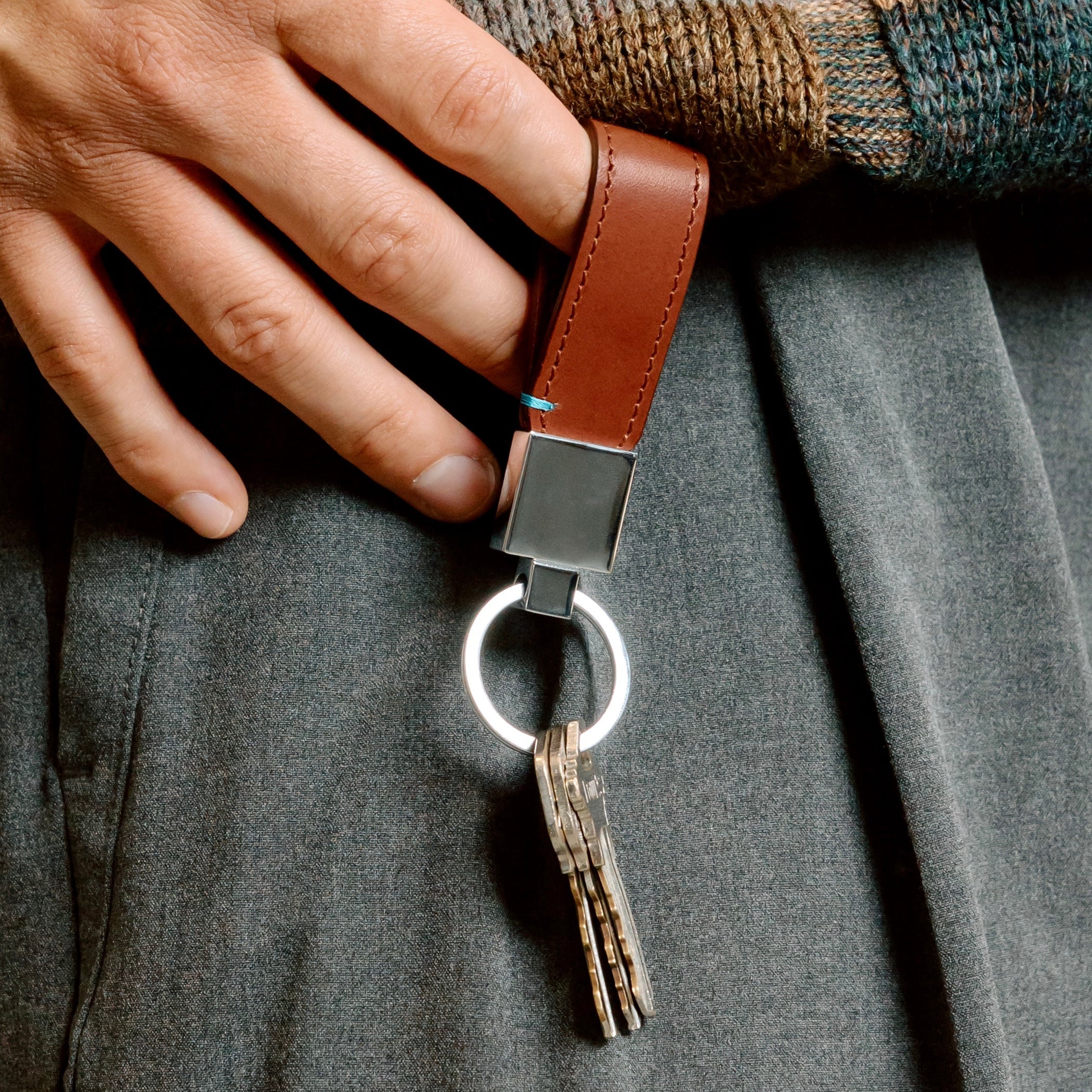 The Toscano Italian Leather Key Tag – Bluebonnet Case