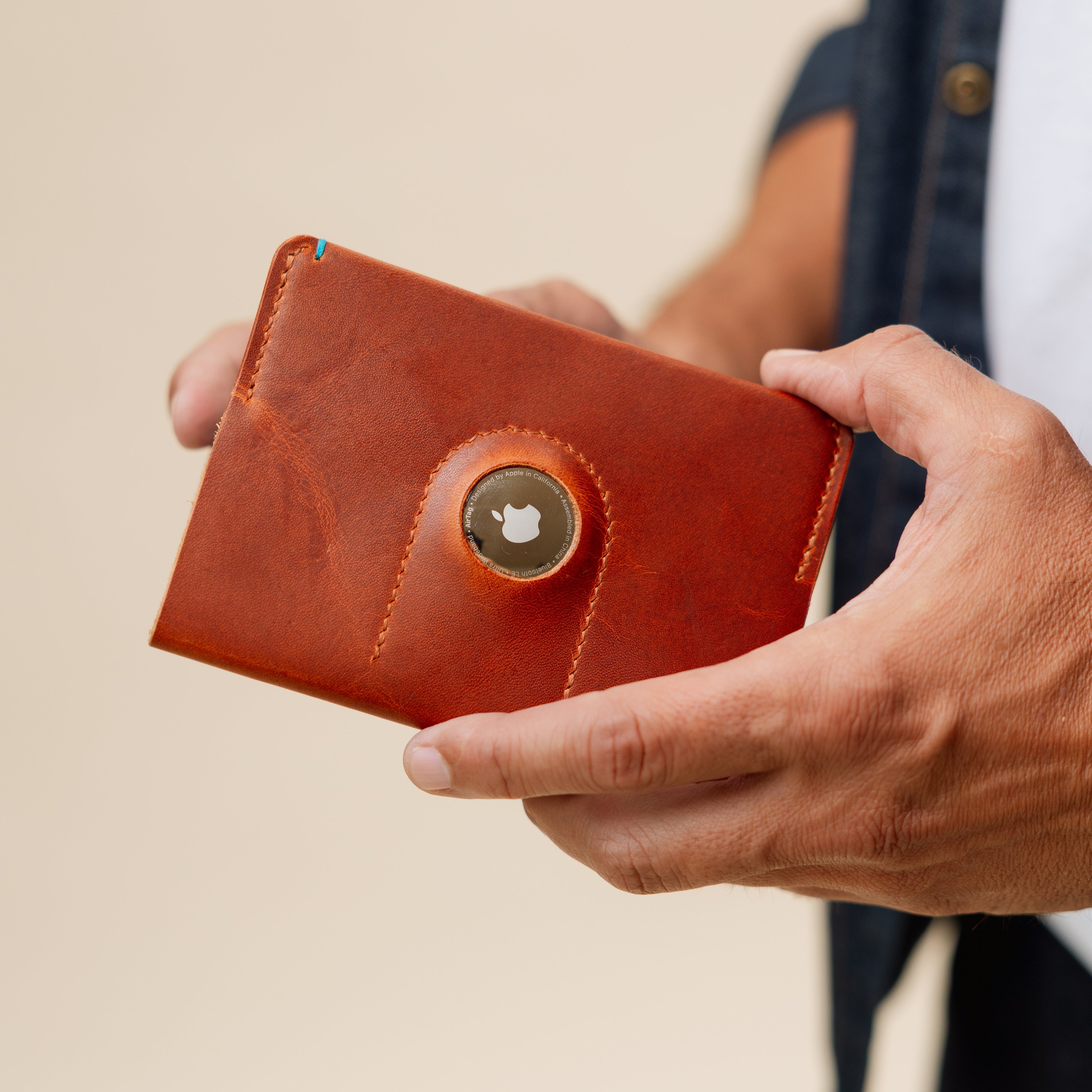 The Companion Horween Leather Passport Holder with AirTag Pocket