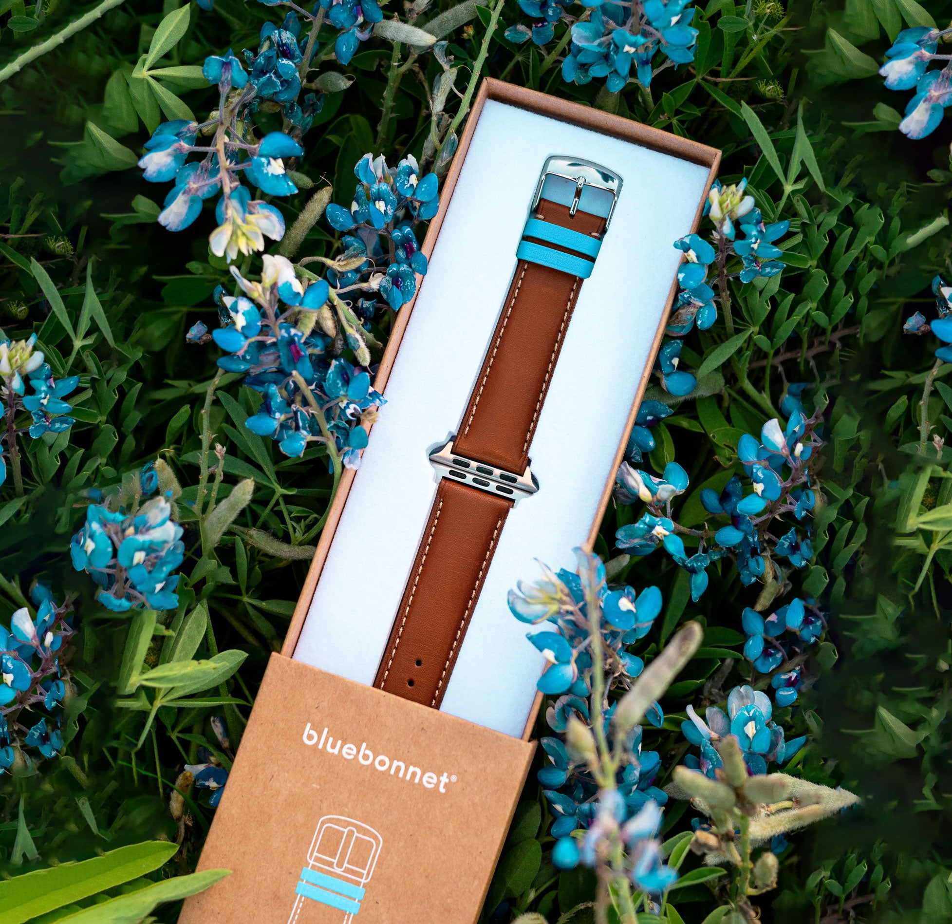 New Packaging Italian Leather Apple Watch Band Gift Box - Bluebonnet