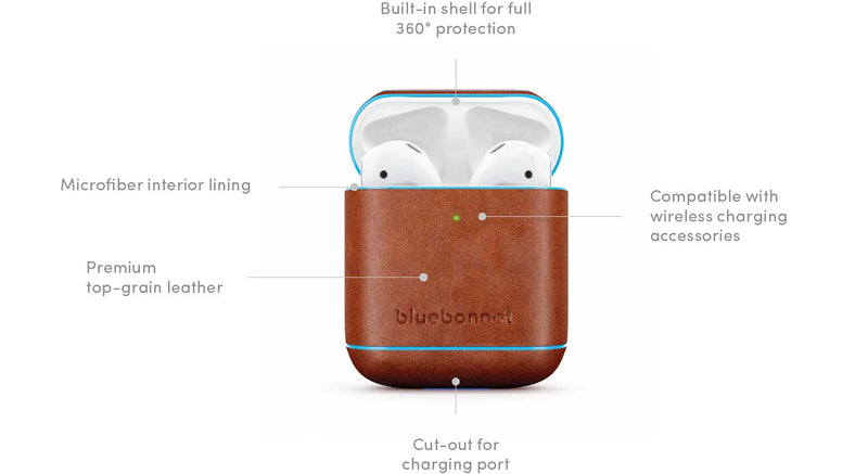 Brown Leather AirPods Carrying Case Cover