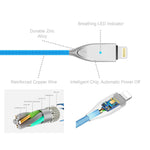 iPhone Charging Cable - Bluebonnet 4-Foot USB-A to Lightning Cable with LED Light + Leather Cord Wrap