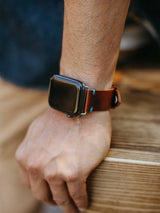 Bluebonnet French Leather Apple Watch Strap in Black