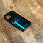 Leather iPhone Card Holder Case - Black | Bluebonnet Case